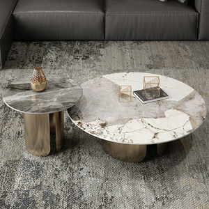 Rock Plate Coffee <b>Table</b> <b>Set</b> Italian Style Light Luxury Modern Living Room Small Apartment Customizable Home Furniture - Product Image 1