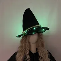 Nuovo Cappello da Strega Luminoso LED per Halloween, Cappello da Strega Fluorescente per Donne, Accessori per Feste in Maschera di Halloween