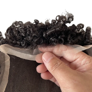 Perruque pour hommes Full Lace pièce de rechange système de cheveux indien réel cheveux humains mâle remplacement 6mm torsion <span class=keywords><strong>afro</strong></span> printemps curl toupet - Product Image 2