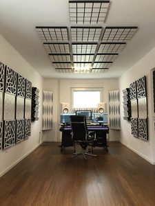 Panel acústico de espuma de alta densidad de 19,7 ''X19.7'' X2.1, absorción de sonido y aislamiento difuso para sala de estar, madera laminada - Product Image 6