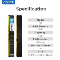 EAGET P10-1 Ddr Mémoire vive de jeu haute vitesse pour ordinateur de bureau 1.5V Basse tension 8Go 16Go Ddr3 1600mhz Ram