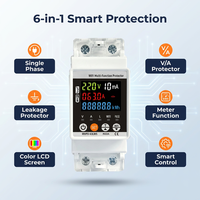 Protecteur intelligent Tuya WiFi contre les fuites à la terre et les surtensions 63A monophasé avec mesure d'énergie, écran LCD couleur, interrupteur sur rail DIN, certifié CE