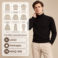 Pull à col roulé pour homme personnalisé, en cachemire uni, style Old Money
