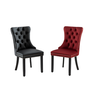 Chaise de salle à manger rembourrée en velours BHARAT HANDICRAFT avec pieds en bois massif, design moderne capitonné, provenance du Rajasthan, modèle BH-DC012 - Product Image 1