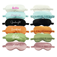 Masque pour les yeux de sommeil lisse et doux de haute qualité impression personnalisée broder LOGO soie bonbons couleurs masque pour les yeux Satin masques de sommeil