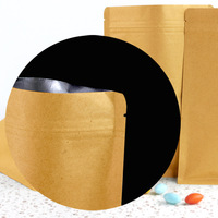 Emballage en papier kraft imprimé sur mesure, fermeture à glissière sur trois côtés, pochette en papier kraft avec placage en aluminium pour la conservation des aliments
