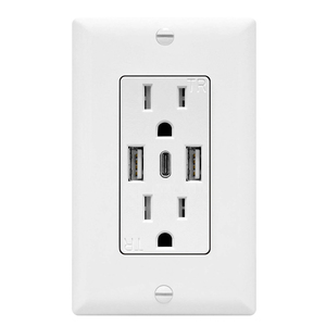 <span class=keywords><strong>Enchufe</strong></span> eléctrico moderno de 15A, <span class=keywords><strong>interruptores</strong></span> de pared de <span class=keywords><strong>dos</strong></span> bandas <span class=keywords><strong>con</strong></span> tres puertos de salida de carga rápida, enchufes y enchufes de estilo estadounidense - Product Image 1