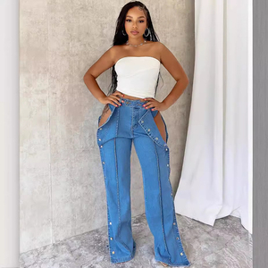 Nuovi Jeans a vita alta alla moda Street <span class=keywords><strong>pantaloni</strong></span> Casual a <span class=keywords><strong>doppio</strong></span> <span class=keywords><strong>bottone</strong></span> chiusi - Product Image 2