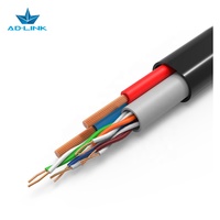 Precio de fábrica Cat5e 8+2 Siamese UTP 23/24AWG 300m 2 cables de alimentación Multicore Conductor OFC Cable LAN Cubierta PE+PVC Bobina de madera