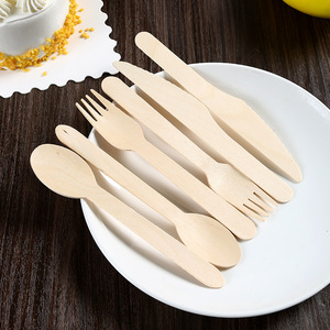 Cuillères, couteaux et fourchettes en bois jetables, biodégradables, sans danger pour les aliments, écologiques, pour fêtes, mariages, camping, cadeaux. - Product Image 5