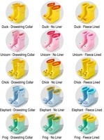 Bottes de pluie pour enfants personnalisées avec dessins animés, cordon de serrage réglable, imperméables, antidérapantes, légères, pliables, pour tout-petits, animaux, extérieur