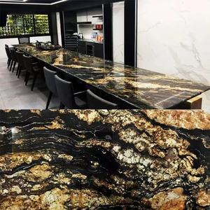 Encimera de Granito de Lujo con Diseño de Piedra Dorada, Superficie de Barra con Vetas Negras y Doradas, Losas de Granito Negro - Product Image 6