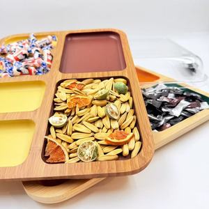 Bandeja de Servir Familiar de Bambú Chobi, Plato Multifuncional Compartimentado para Aperitivos, para el Hogar, Desayuno, Sala de Estar - Product Image 1
