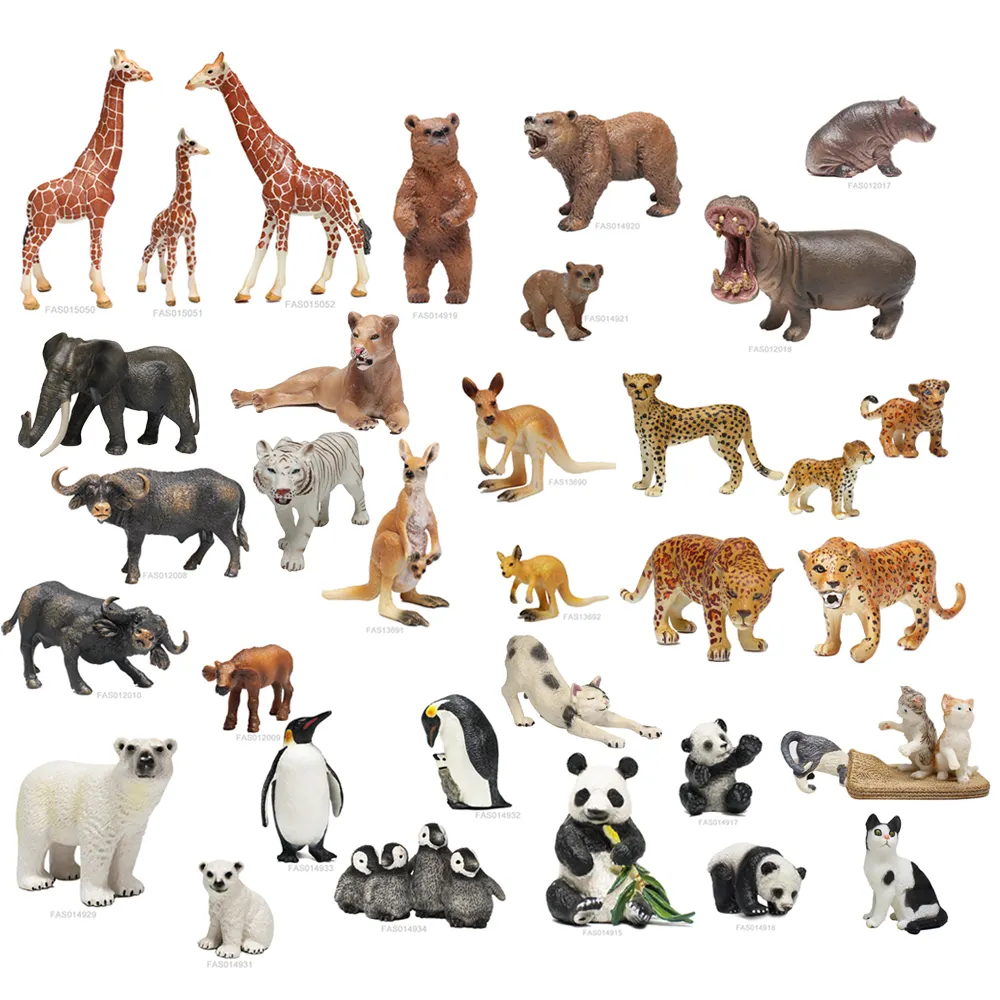 High simulation hand painted table decoration model set toy solid plastic small animal figures