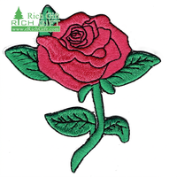 Patch en feutre chenille brodé personnalisé motif rose, thermocollant, éco-responsable, pour vêtements, applique florale pour la décoration de vêtements