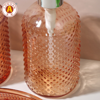 Ensemble d'accessoires de salle de bain modernes en verre 3 pièces : distributeur de savon, gobelet et porte-savon – Décoration de vanité d'hôtel – Vente en gros