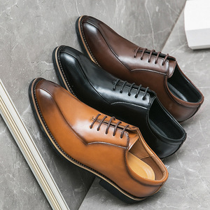 2026 Men's Pointed Toe Leather <b>Shoes</b> Fashion Lace-up <b>Shoes</b> <b>Height</b> <b>Increasing</b> Formal Business <b>Shoes</b> Youth Casual <b>Shoes</b> - Product Image 2
