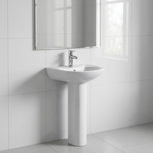Lavabo quadrato moderno in ceramica <span class=keywords><strong>con</strong></span> <span class=keywords><strong>colonna</strong></span>, lavabo a <span class=keywords><strong>colonna</strong></span> per hotel e ospedali, <span class=keywords><strong>con</strong></span> foro singolo per uso lavanderia - Product Image 1