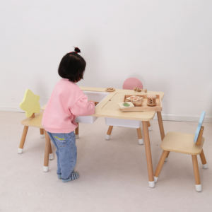 <span class=keywords><strong>Bureau</strong></span> d'étude Montessori en bois massif pour enfants avec boîte <span class=keywords><strong>de</strong></span> rangement et étagère, style moderne, tables d'apprentissage pour la maternelle et la chambre - Product Image 2