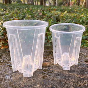 Vaso <span class=keywords><strong>per</strong></span> Fiori P374 Verde Trasparente a Forma di Montagna, Vaso Grande in Plastica Speciale Traspirante e Cavo <span class=keywords><strong>per</strong></span> Orchidee e Muschio Sfagno - Product Image 4