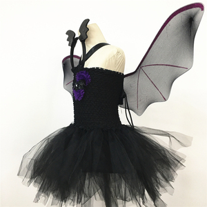 Ensemble de costume de chauve-souris d'Halloween pour enfants filles, robe tutu gothique avec bandeau ailes de chauve-souris, kit déguisement fantaisie pour la fête des trucs et des fripes - Product Image 4