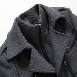 Nuevos abrigos de mezcla de lana para hombre, Otoño Invierno, Color sólido, resistente al frío, abrigo de lana para hombre, gabardina, cuello doble, informal para hombre - Product Image 5