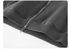 Người Đàn Ông Cổ Điển Axit Rửa Đau Khổ Áo Cotton Hữu Cơ Quá Khổ Nặng Đầy Đủ Zip up Người Đàn Ông Cổ Điển Dây Kéo Hoodies - Product Image 6