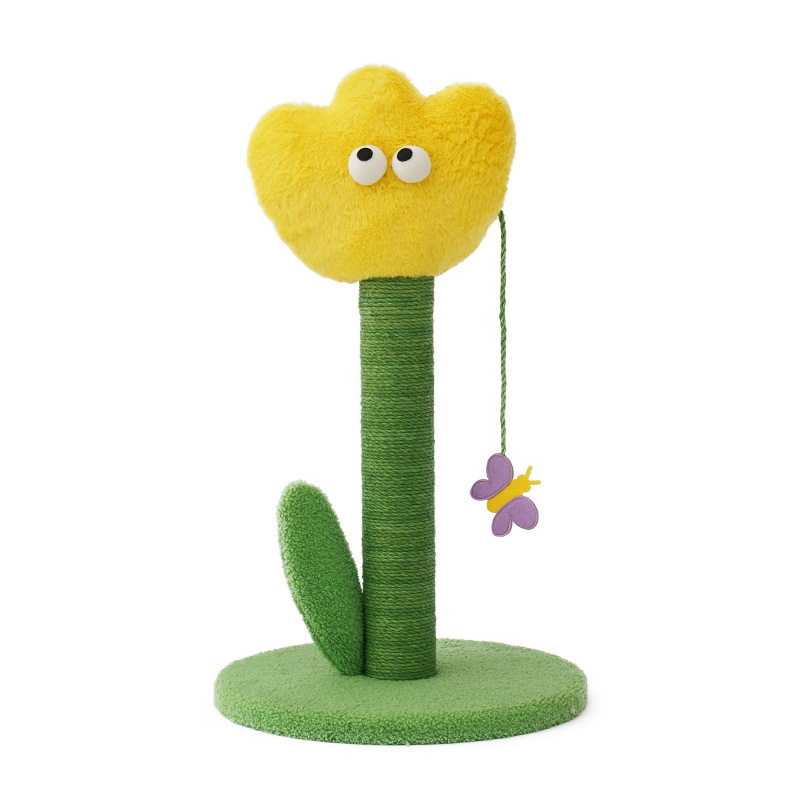 Poteau à gratter tulipe-jaune