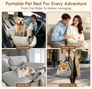 Siège de voiture pour chien portable, imperméable, siège rehausseur pour chien, siège de voyage pour animaux de compagnie lavable avec ceinture de sécurité et poches de rangement pour animaux de compagnie - Product Image 4