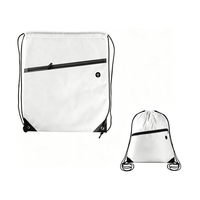 Sac à dos à cordon avec poche avant zippée et trou pour écouteurs, en polyester imperméable, pour le sport et le rangement