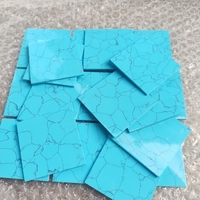 Vente en gros de pierres précieuses bleu ciel pierre synthétique turquoise 40*40*2mm feuilles carrées vierges bijoux incrustés de découpe sculptés bricolage