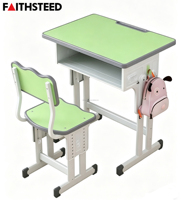 Ensemble de bureau et chaise d'école réglables en hauteur de couleur verte, bureau et chaise d'étudiant modernes pour la salle de classe, mobilier scolaire en bois pour enfants