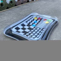 Tapis d'éveil aquatique gonflable portable VFUN en PVC pour bébés, motif géométrique noir et blanc, pour le temps sur le ventre, pour bébés de 3 à 24 mois