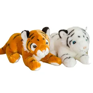 Tigre du nord-est en peluche, jouet réaliste et effrayant, tigre blanc, animaux sauvages pour zoo, cadeaux promotionnels