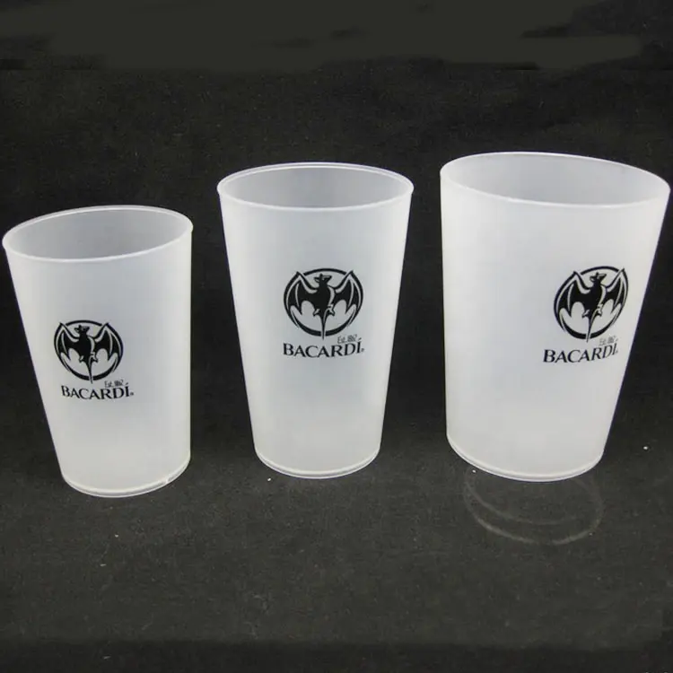 BPA free Custom Printed 300 ML ,400 ML,500 ML Unbreakable Reusable PP frosted flex plastic drinking cups