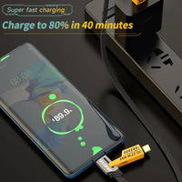 Câble de charge rapide EVOLVE 4 en 1 PD 27W/65W avec double connecteur Type-C multifonctionnel pour téléphone, ordinateur et tablette