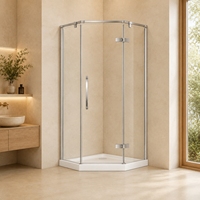 Ensemble de douche Pentagon avec cabine de douche Diamond 900x900mm, porte battante en verre trempé de 8mm et cadre en aluminium