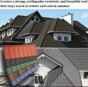 Panneau de toiture en zinc-<span class=keywords><strong>aluminium</strong></span> coloré enduit de sable, résistant à la chaleur, de forme carrée, pour la production de toitures tropicales et en dôme, ligne de production Milano - Product Image 4