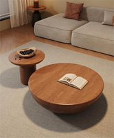 Table basse ronde de style médiéval pour salon, petite taille, modèles simples, table à thé en bois avec fonction de rangement