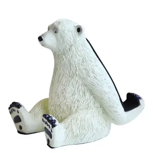 热销创意树脂北极熊手机平板支架桌面家居装饰手机座