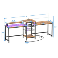 Vente en gros, grand bureau PC portable pour 2 personnes, double station de travail de jeu, table d'étude d'écriture avec rangement et support d'imprimante