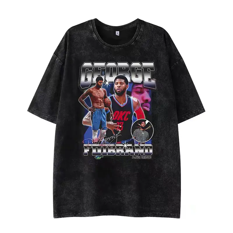 Camiseta retrô masculina de manga curta estampada estrela de basquete mais popular de 2024