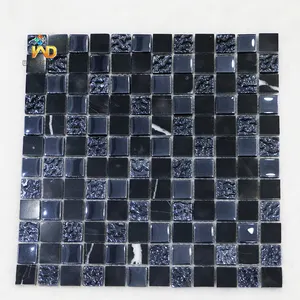 Usine en Chine Bon service Carreaux de verre et de marbre de haute qualité noirs emmêlés Carreaux résistants à l'usure pour piscine