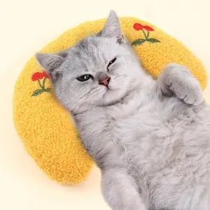 Travesseiro protetor de pescoço em forma de U para cachorro e gato, produto dropshipping, travesseiro macio e grosso para gatinhos, ideal para dormir