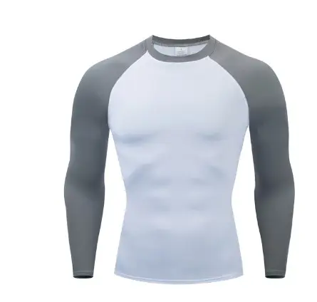 Benutzer definierte Männer Kompression O-Ausschnitt T-Shirt Fitness Enge Langarm Sport T-Shirt Training Jogging Shirts Gym Sportswear Quick Dry