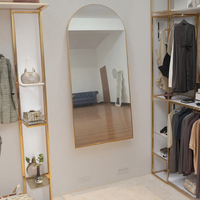 Miroir sur Pied Sur Mesure, Fait à la Main, Moderne, Haute Définition, Grand Format, en Verre, Cadre Métallique, en Arc, pour Salle de Bain, Salon, Chambre