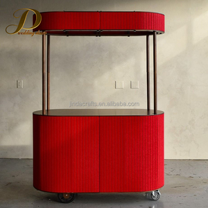 JINDA - Barra de Bar Portátil Roja Retro Borgoña, Carrito de Dulces de Alta Calidad, Mesa de Bar Cuadrada para Exteriores, Restaurante, Club, Fiesta - Product Image 1