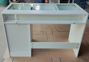 طاولة زينة حديثة بيضاء طراز فينيكس مع مساحة تخزين كبيرة و7 أدراج وسطح زجاجي - Product Image 4