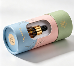 Luxury White Cardboard Paper Tube, Round Cylinder Gift Box for Perfume & Face Cream, Custom Gold <b>Foil</b> Logo Available - Product Image 3
