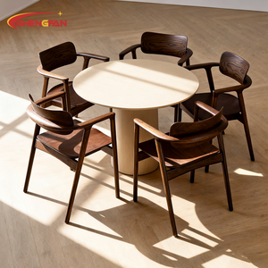 Chaise de salle à <span class=keywords><strong>manger</strong></span> moderne en bois de frêne, avec accoudoirs et dossier confortable, idéale pour hôtel et appartement - Grande Vente - Product Image 5